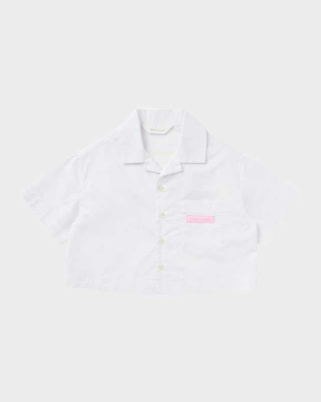 Girl's Cropped Silicone Logo-Patch Shirt, Size 4-12